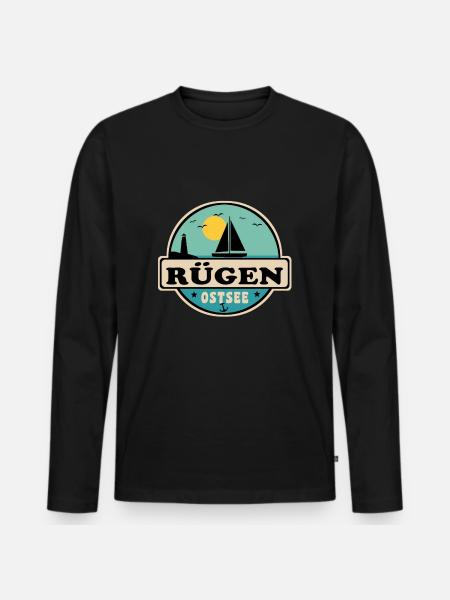 Rügen - Männer Premium Bio Langarmshirt - Schwarz