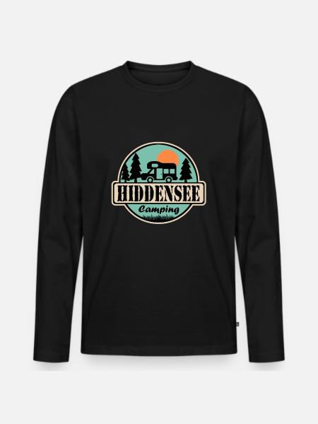 Hiddensee Camping - Männer Premium Bio Langarmshirt - Schwarz