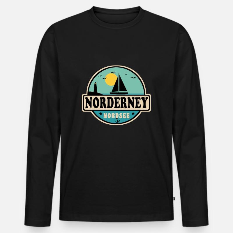 Ostsee Segelboot Leuchtturm Norderney - Männer Premium Bio Langarmshirt - Schwarz