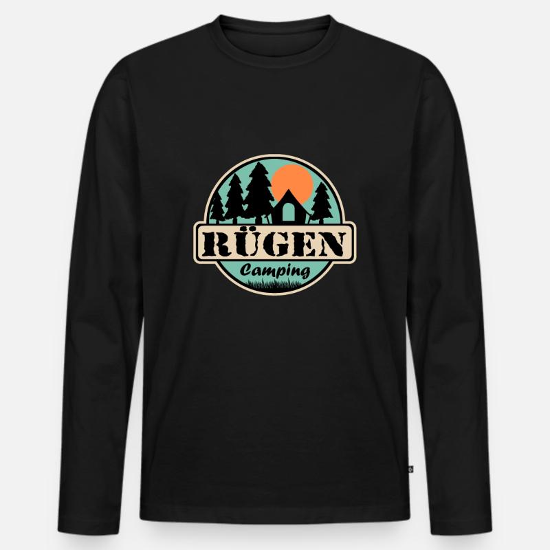 Rügen Camping - Männer Premium Bio Langarmshirt - Schwarz