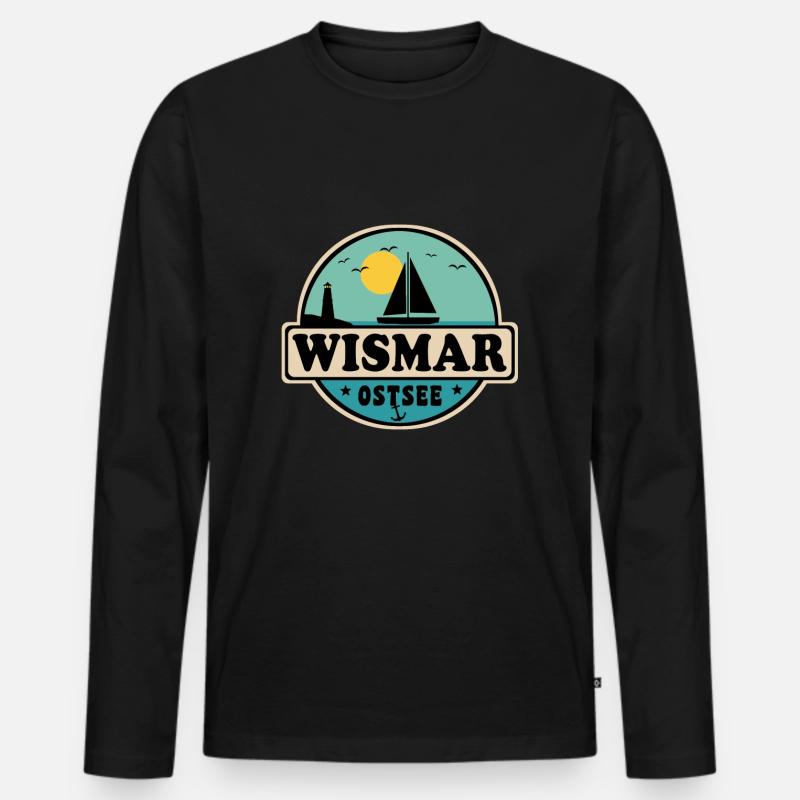 Wismar - Männer Premium Bio Langarmshirt - Schwarz