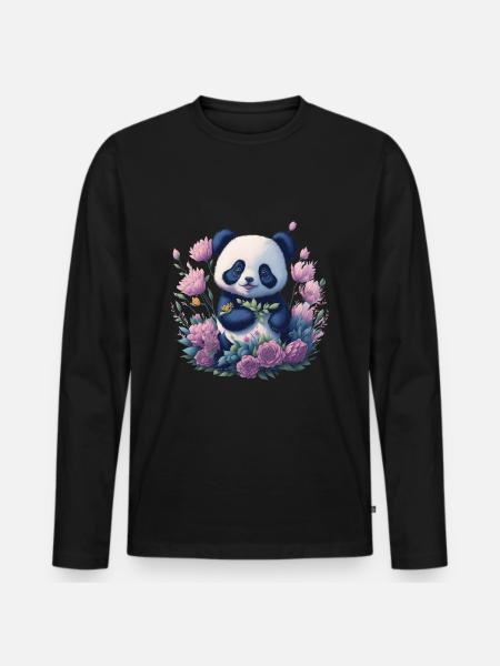 Panda - T-shirt manches longues Premium bio Homme - noir