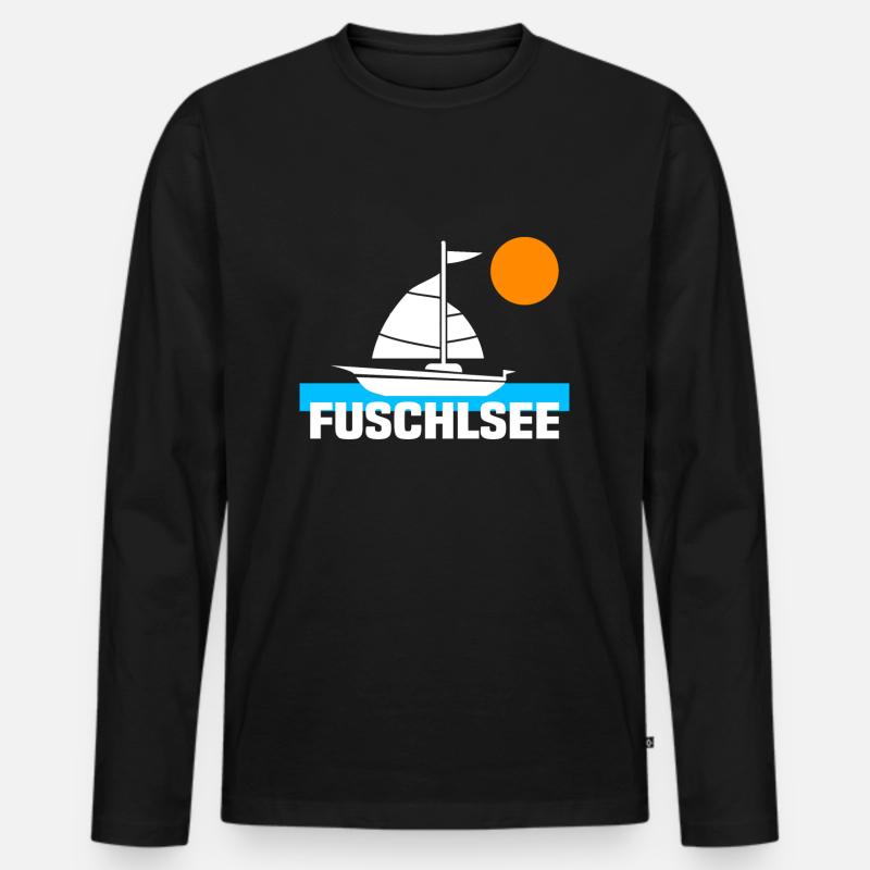 Fuschlsee - Männer Premium Bio Langarmshirt - Schwarz