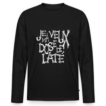 Je veux ma dose de latté style horreur osseux - T-shirt manches longues Premium bio Homme - noir - Devant - Nico (187cm)