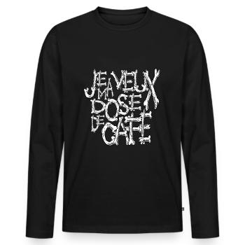 je veux ma dose de café thème horreur osseux - T-shirt manches longues Premium bio Homme - noir - Devant - Nico (187cm)