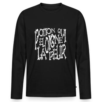 Potion qui éloigne la peur thème horreur osseux - T-shirt manches longues Premium bio Homme - noir - Devant - Nico (187cm)