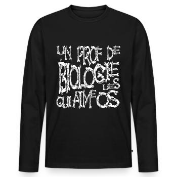 Un prof de biologie qui aime les os horreur theme - T-shirt manches longues Premium bio Homme - noir - Devant - Nico (187cm)