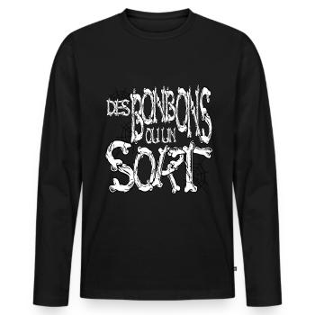 Des bonbons ou un sort thème horreur osseux - T-shirt manches longues Premium bio Homme - noir - Devant - Nico (187cm)