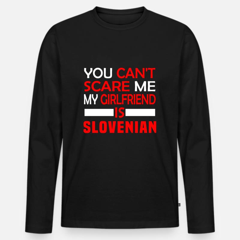 Slowenin Girlfriend - Männer Premium Bio Langarmshirt - Schwarz
