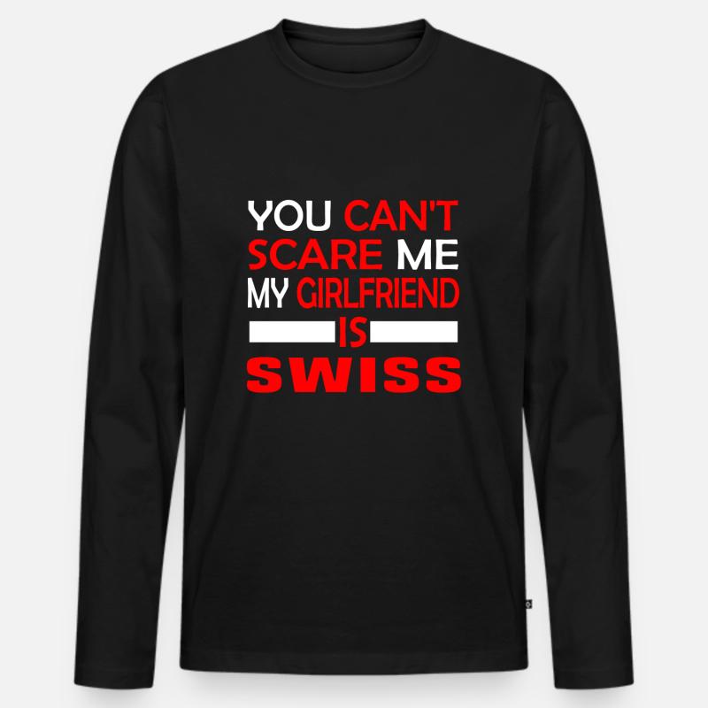 Schweiz Girlfriend - Männer Premium Bio Langarmshirt - Schwarz