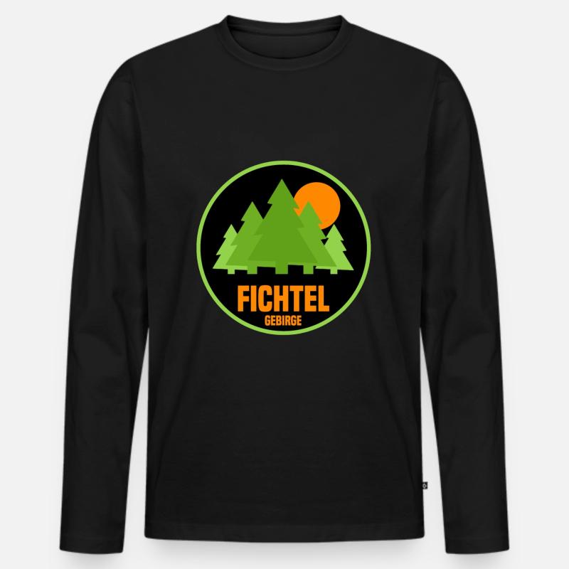 Fichtelgebirge - Männer Premium Bio Langarmshirt - Schwarz