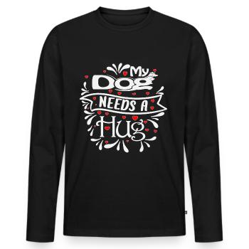 My dog needs a hug red hearts decorations - Men's Premium Organic Long Sleeve Shirt - black - Front - Nico (187cm)