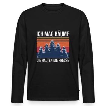 Ich Mag Bäume Die Halten Die Fresse - Männer Premium Bio Langarmshirt - Schwarz - Vorne - Nico (187cm)