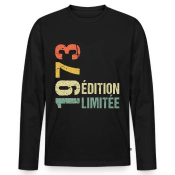 1973 millésime parfait cadeau pour homme de 50 ans - T-shirt manches longues Premium bio Homme - noir - Devant - Nico (187cm)