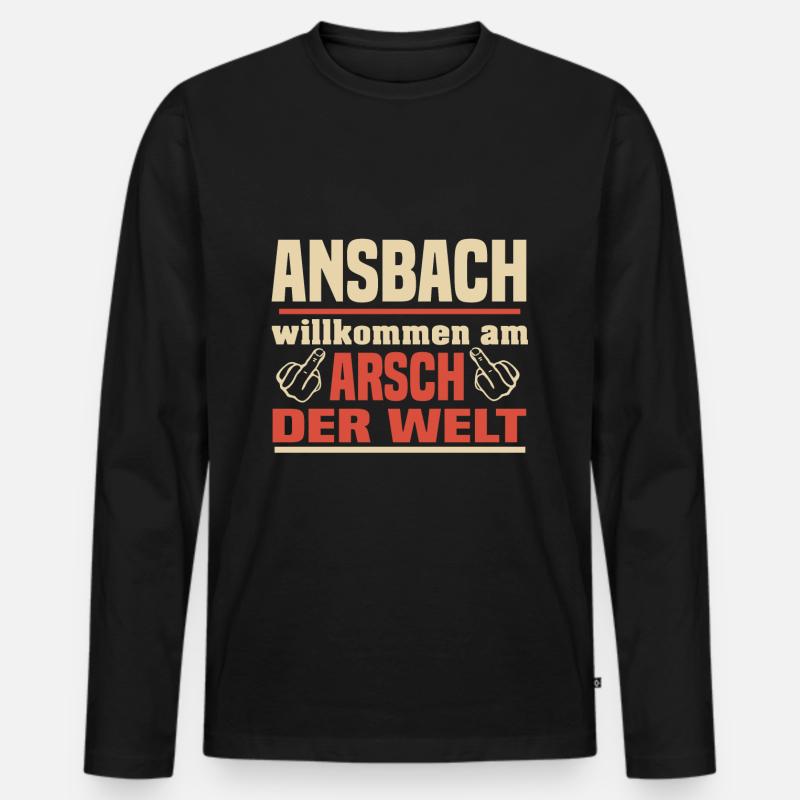 Ansbach - Männer Premium Bio Langarmshirt - Schwarz