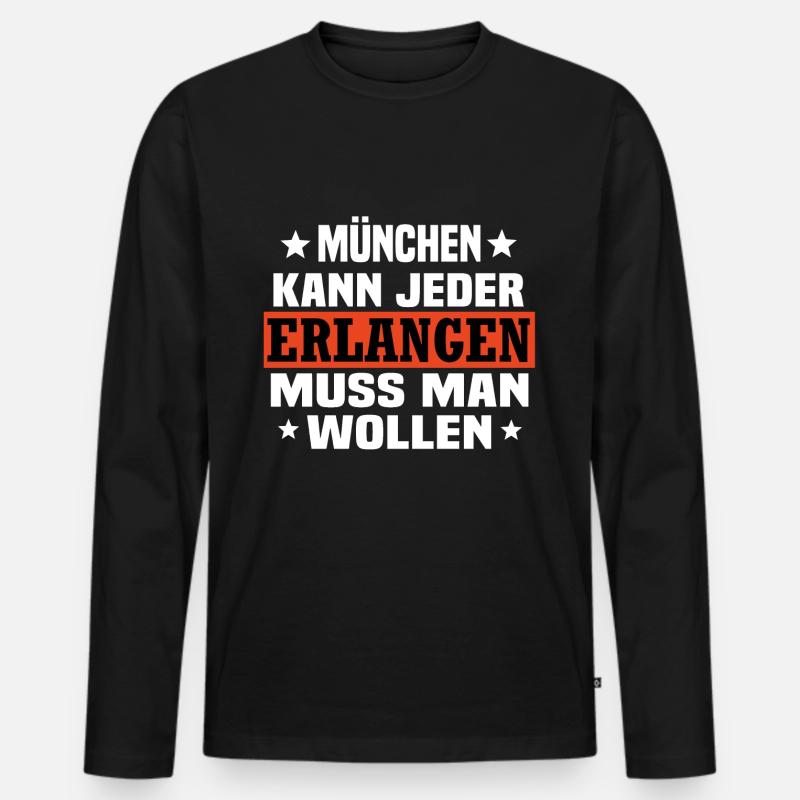 Erlangen - Männer Premium Bio Langarmshirt - Schwarz