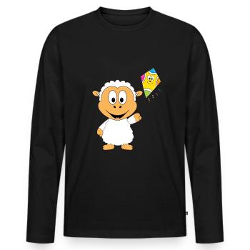 SCHAF - DRACHE - KITE - HERBST - Männer Premium Bio Langarmshirt - Schwarz - Vorne - Nico (187cm)