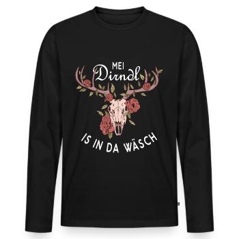 Dirndl Wäsch Oktober Hirschgeantler - T-shirt manches longues Premium bio Homme - noir - Devant - Nico (187cm)