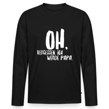 Oh, ich werde ja Papa - Männer Premium Bio Langarmshirt - Schwarz - Vorne - Nico (187cm)