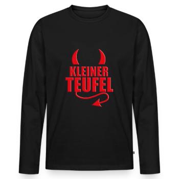 KLEINER TEUFEL - HALLOWEEN - TEUFELSHÖRNER - Männer Premium Bio Langarmshirt - Schwarz - Vorne - Nico (187cm)