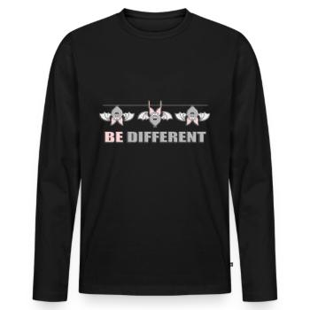 BE DIFFERENT - FLEDERMÄUSE - FLEDERMAUS - WÄSCHE - Männer Premium Bio Langarmshirt - Schwarz - Vorne - Nico (187cm)