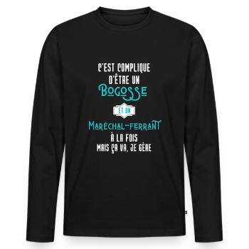 C'est compliqué d'être Bogosse et Maréchal-ferrant - T-shirt manches longues Premium bio Homme - noir - Devant - Nico (187cm)