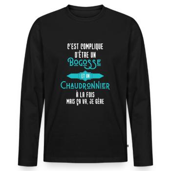 C'est compliqué d'être Un Bogosse et Chaudronnier - T-shirt manches longues Premium bio Homme - noir - Devant - Nico (187cm)