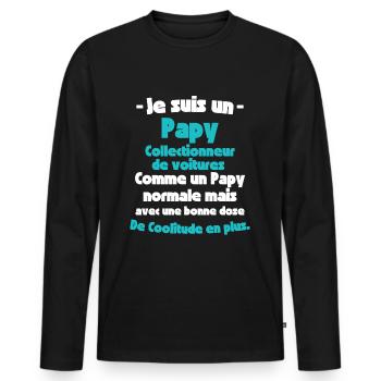 Papy Collectionneur de Voitures - T-shirt manches longues Premium bio Homme - noir - Devant - Nico (187cm)