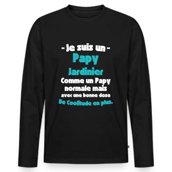 Papy Jardinier, Amoureux de la Nature, Cadeau - T-shirt manches longues Premium bio Homme - noir - Devant - Nico (187cm)