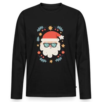 Cooler Weihnachtsmann mit Brille - Männer Premium Bio Langarmshirt - Schwarz - Vorne - Nico (187cm)