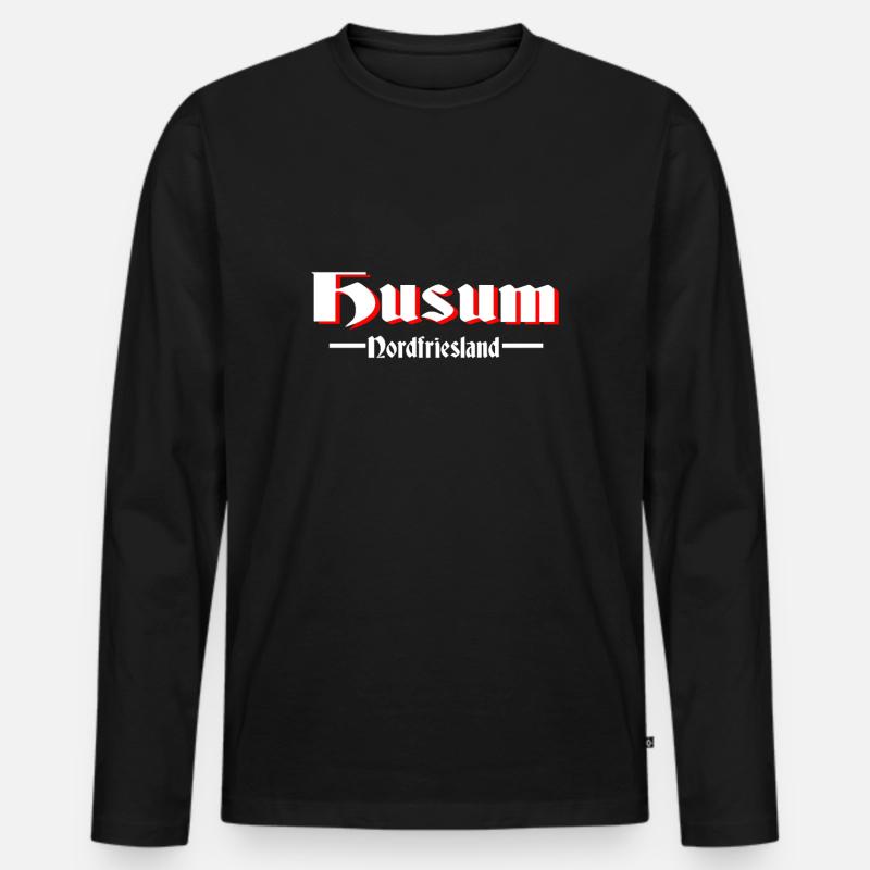 Husum - Männer Premium Bio Langarmshirt - Schwarz