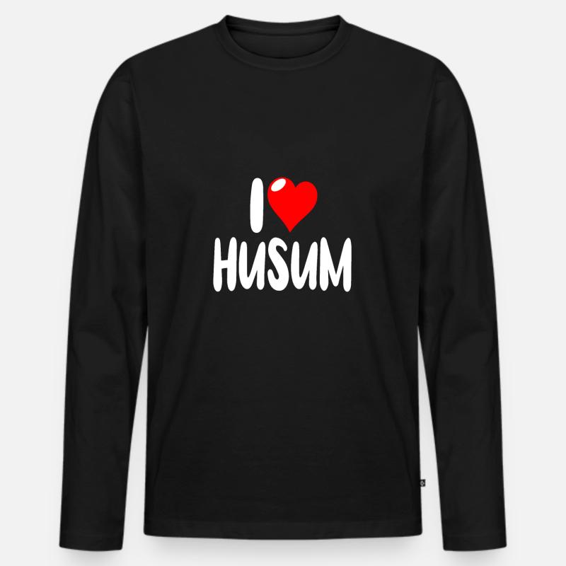 Husum - Männer Premium Bio Langarmshirt - Schwarz