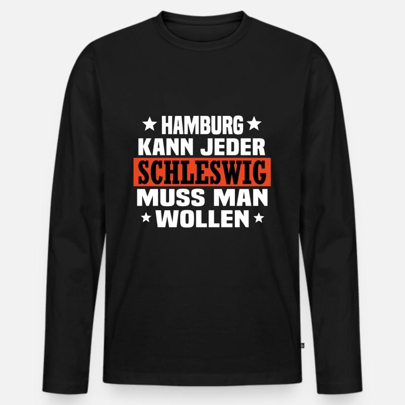 Schleswig - Männer Premium Bio Langarmshirt - Schwarz