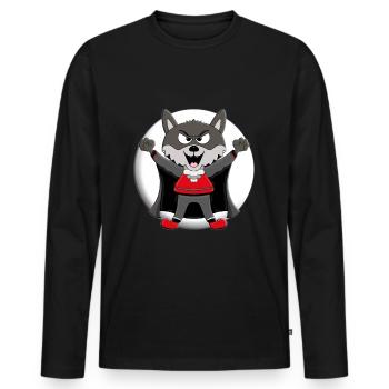 WERWOLF - WOLF - MOND - VAMPIR - HALLOWEEN - Männer Premium Bio Langarmshirt - Schwarz - Vorne - Nico (187cm)