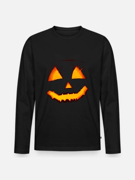 Citrouille Halloween - T-shirt manches longues Premium bio Homme - noir