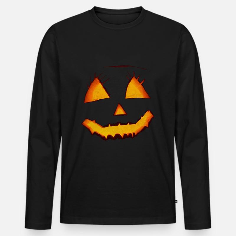 Pumpkin Halloween - Männer Premium Bio Langarmshirt - Schwarz