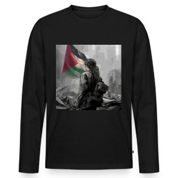 Freedom Free Palestine - Männer Premium Bio Langarmshirt - Schwarz - Vorne - Nico (187cm)