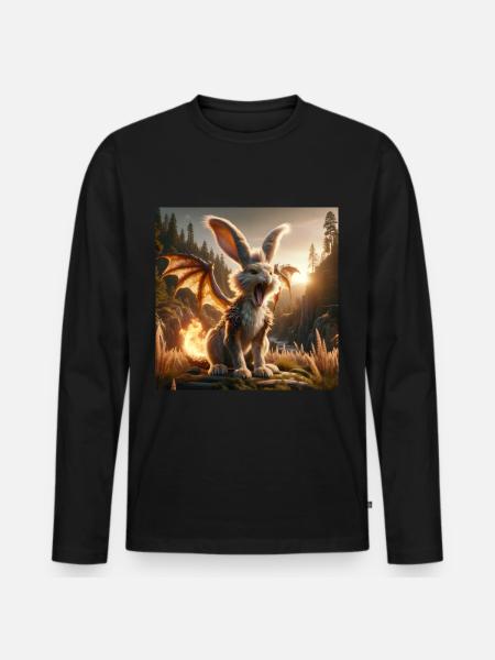 Fire Breathing Bunny Dragon #24 - Men's Premium Organic Long Sleeve Shirt - black