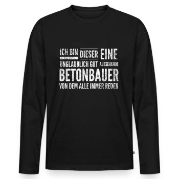 Bauarbeiter - Der unglaubliche Betonbauer - Männer Premium Bio Langarmshirt - Schwarz - Vorne - Nico (187cm)