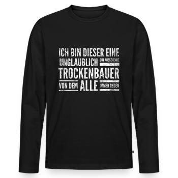 Trockenbauer - Lustige Baustelle - Männer Premium Bio Langarmshirt - Schwarz - Vorne - Nico (187cm)