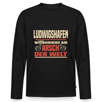 ludwigshafen - Männer Premium Bio Langarmshirt - Schwarz - Vorne - Nico (187cm)