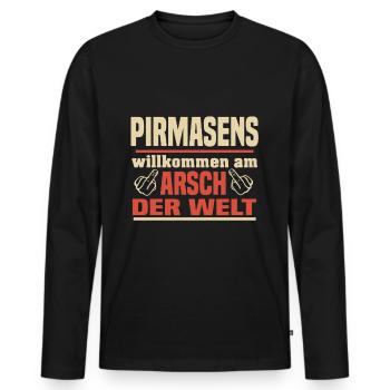 Pirmasens - Männer Premium Bio Langarmshirt - Schwarz - Vorne - Nico (187cm)