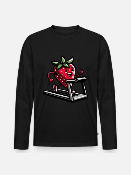 A strawberry on a treadmill - Men's Premium Organic Long Sleeve Shirt - black