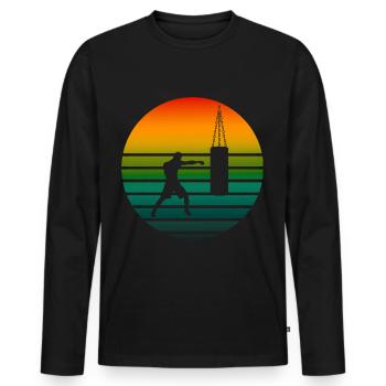 Boxen Vintage Boxsport Kampfsport - Männer Premium Bio Langarmshirt - Schwarz - Vorne - Nico (187cm)