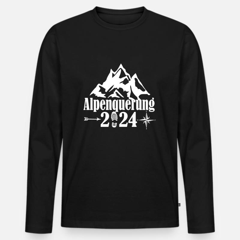 Alpenquerung 2024 - Männer Premium Bio Langarmshirt - Schwarz