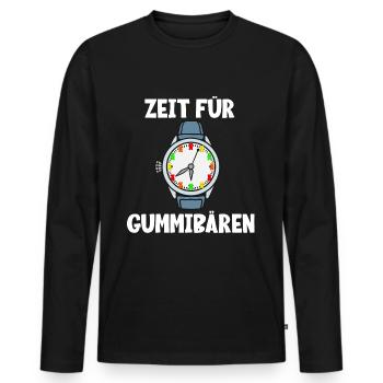 Zeit für Gummibären! Gummibär Uhr Süßigkeit - Männer Premium Bio Langarmshirt - Schwarz - Vorne - Nico (187cm)