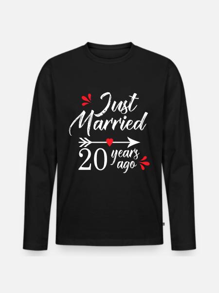 Wedding Anniversary 20 Years Married for 20 Years - Men's Premium Organic Long Sleeve Shirt - black