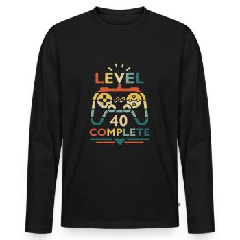 40th Birthday Level 40 Complete 40 Years Gift - Men's Premium Organic Long Sleeve Shirt - black - Front - Nico (187cm)