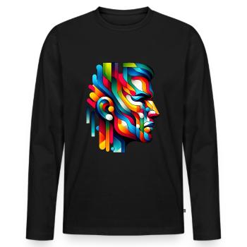 Farbkonturen - Color Contours - Männer Premium Bio Langarmshirt - Schwarz - Vorne - Nico (187cm)