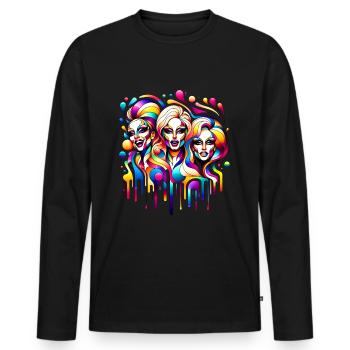 Farbenpracht - Color Splendor - Männer Premium Bio Langarmshirt - Schwarz - Vorne - Nico (187cm)